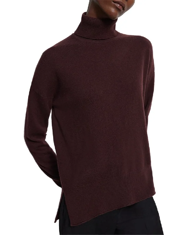 Theory Cashmere & Wool-Blend Karenia Turtleneck Sweater Sequined Glittery Shiny