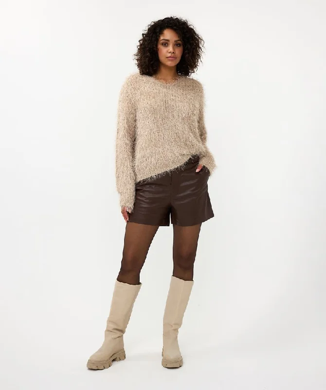 EQ Short Hairy LS Sweater Turtle Neck Boat Neck Asymmetrical Neck