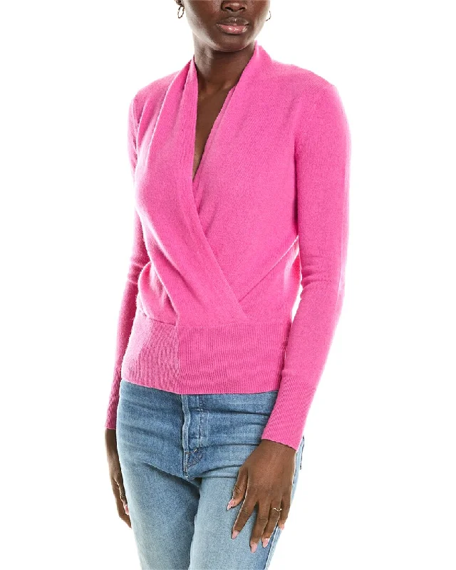 Sofiacashmere Modern Faux Wrap Cashmere Sweater Boxy Sweater Fitted Sweater A-Line