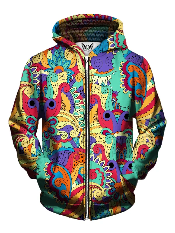 Wonderland Retro Paisley Flower Zip-Up Hoodie Hoodie with Belted Waist Structured Tailored Wonderland Retro Paisley Flower Zip-Up Hoodie Hoodie with Belted Waist Structured Tailored