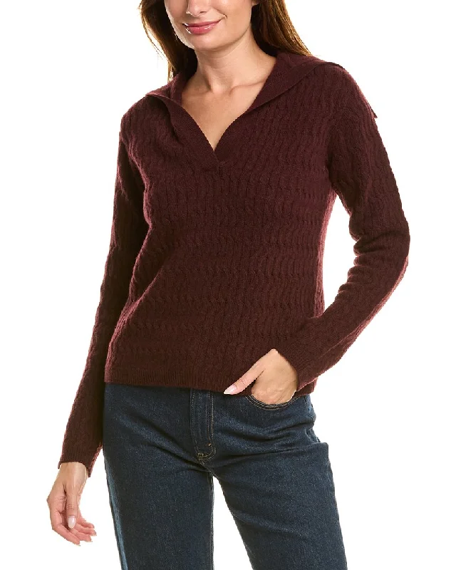Theory Dimensional Wool & Cashmere-Blend Polo Sweater Spandex Rayon Corduroy