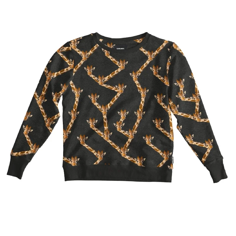 SNURK Giraffe Black Sweater Women Boat Neck Shawl Collar Notched Collar