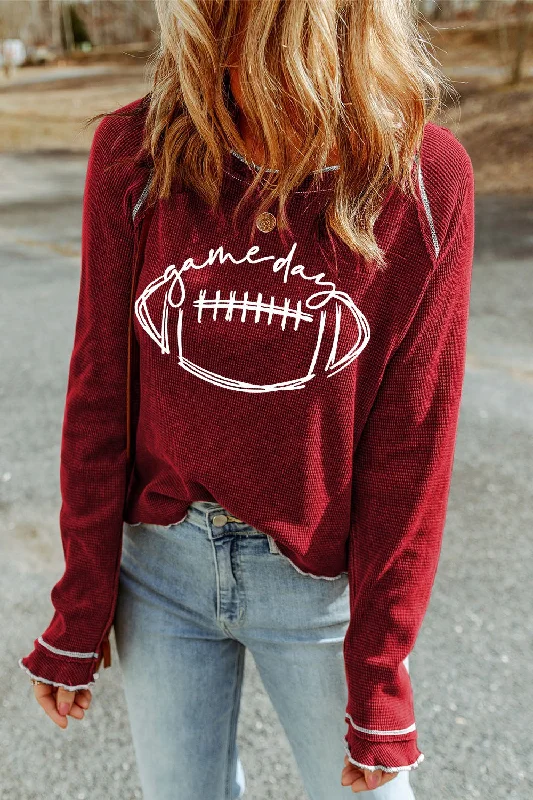 Hazel Blues® | Football Round Neck Long Sleeve Sweatshirt Hoodie with Elastic Cuffs Stretchable Comfortable Hazel Blues® | Football Round Neck Long Sleeve Sweatshirt Hoodie with Elastic Cuffs Stretchable Comfortable
