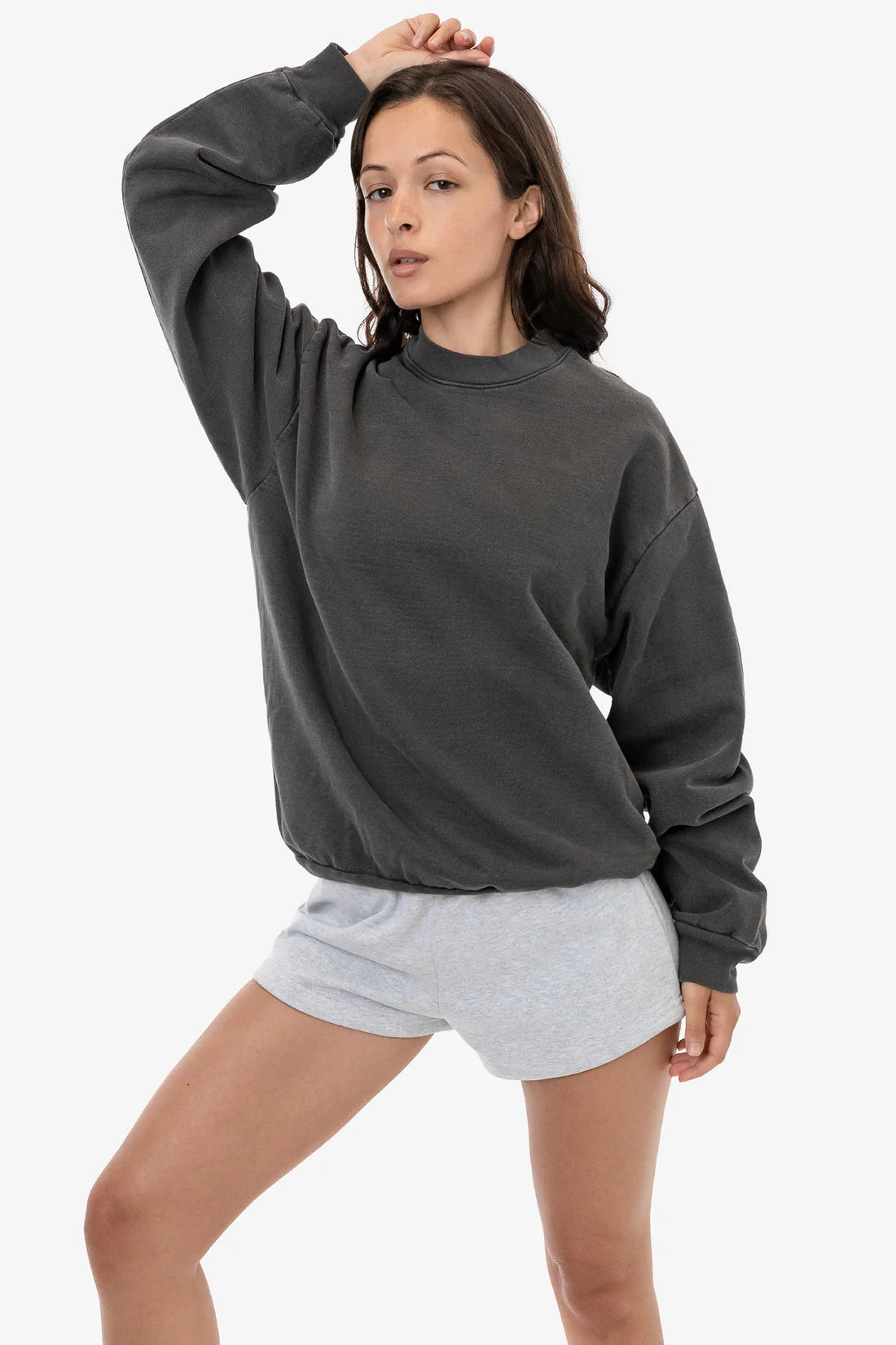 14 oz. Heavy Fleece Crewneck Sweatshirt | LA Apparel Hoodie with Cropped Fit Short Trendy 14 oz. Heavy Fleece Crewneck Sweatshirt | LA Apparel Hoodie with Cropped Fit Short Trendy