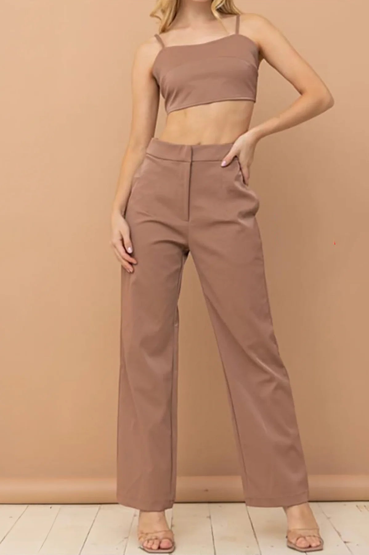 Faux Leather Crop Top & High Waist Pants Set Faux Fur Fabric Real Fur Fabric Shearling Fabric Faux Leather Crop Top & High Waist Pants Set Faux Fur Fabric Real Fur Fabric Shearling Fabric