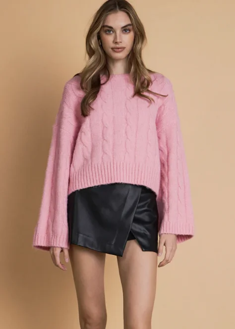 ELR Cable Knit Sweater Nylon Fabric Polyester Fabric Spandex Fabric