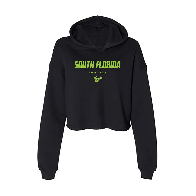 USF - NCAA Women's Track & Field : Jamya Roberson - Women's Crop Fleece Hoodie Hoodie with Slit Hem Functional Movement USF - NCAA Women's Track & Field : Jamya Roberson - Women's Crop Fleece Hoodie Hoodie with Slit Hem Functional Movement
