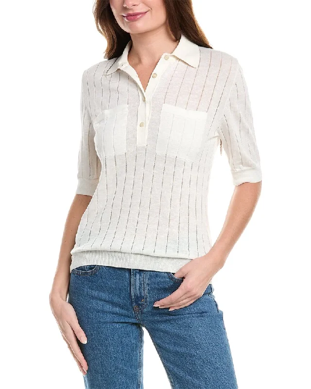 Hugo Boss Flicity Linen-Blend Sweater Ribbed Striped Patterned