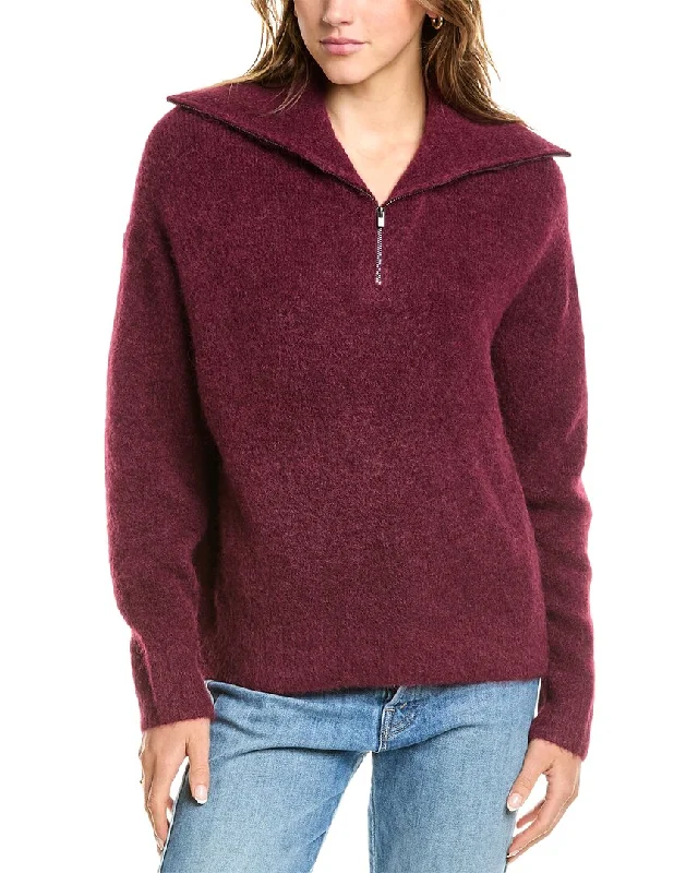Vince 1/4-Zip Alpaca-Blend Sweater Stretchy Elastic Breathable