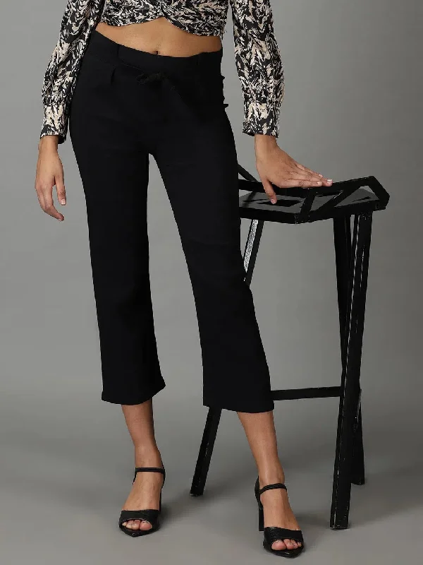 Women's Black Solid Trouser-AL-9045-Black Trousers Review Highly