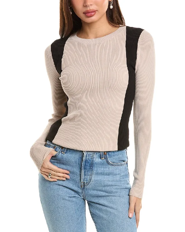Elie Tahari Fitted Rib Sweater Zippered Front Buttoned Front Snap Front
