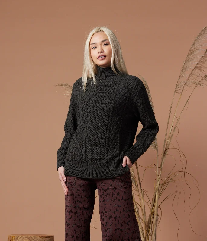 Dallas Sweater - Washed Black Mesh Blend Leather Blend Suede Blend
