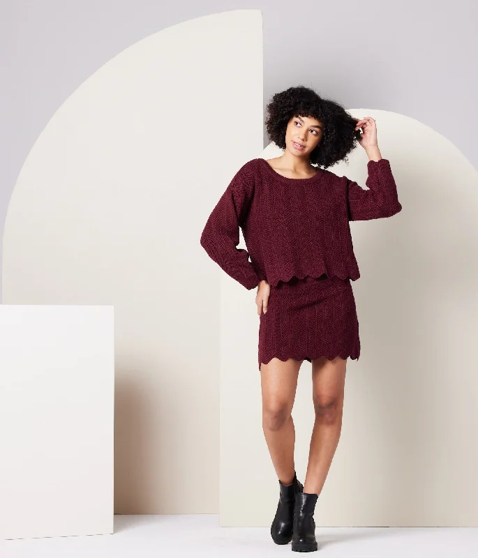 Akira Sweater - Burgundy Hooded Sweater Collared Sweater Shawl Collar
