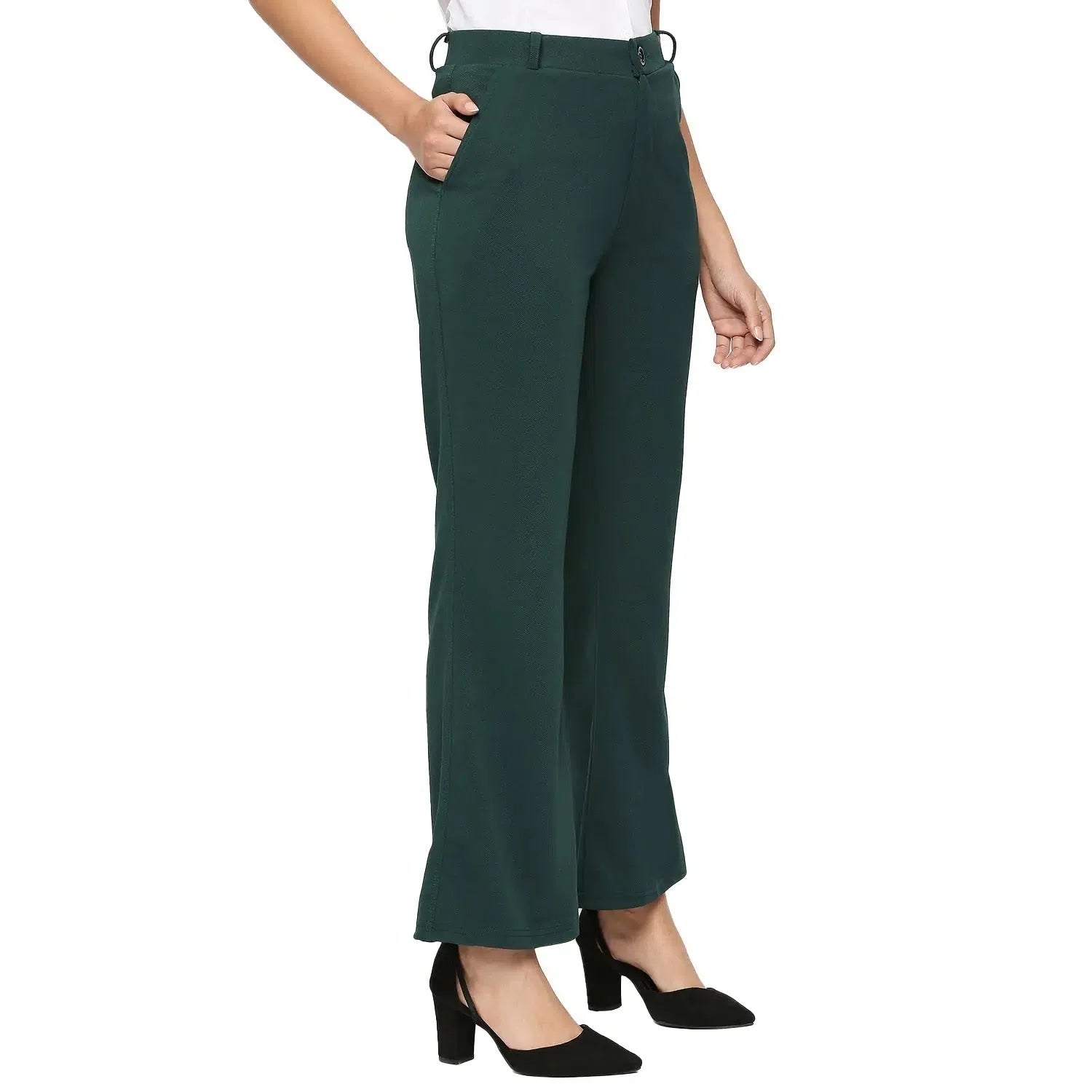 Smarty Pants Women's Cotton Lycra Bell Bottom Bottle Green Color Formal Trouser-SMPT-906B-S Trousers Trousers Formal Smarty Pants Women's Cotton Lycra Bell Bottom Bottle Green Color Formal Trouser-SMPT-906B-S Trousers Trousers Formal