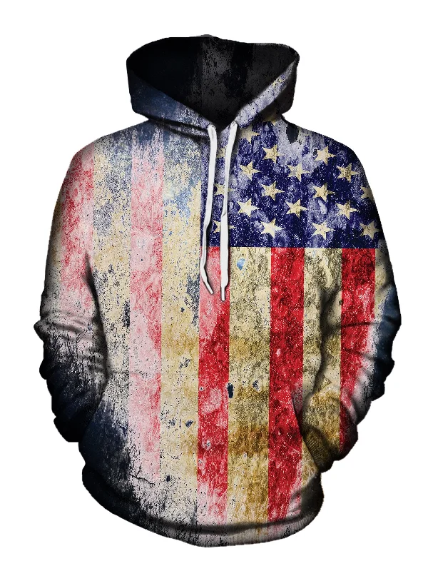 Tattered Flag Pullover Art Hoodie Zip Hoodie Drawstring Kangaroo Pocket