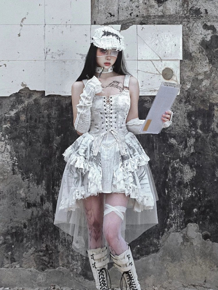 Original print suspender skirt【s0000005566】 linen skirt breathable