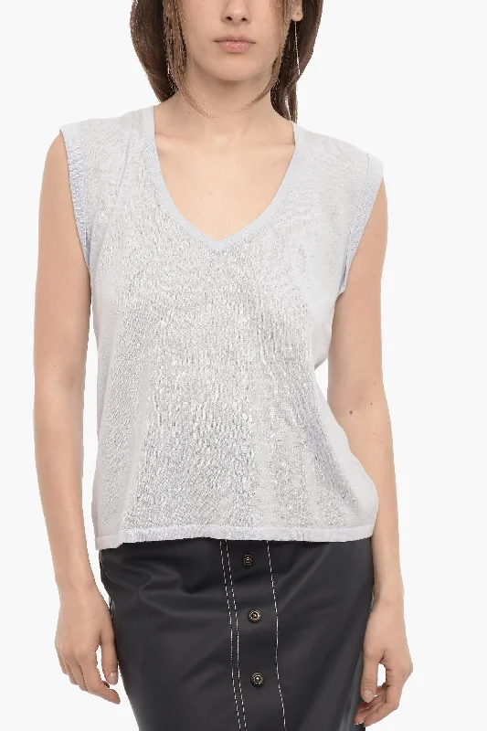 360Sweater V-Neck Sleeveless Sweater M Standard size Fitted Slim Tailored