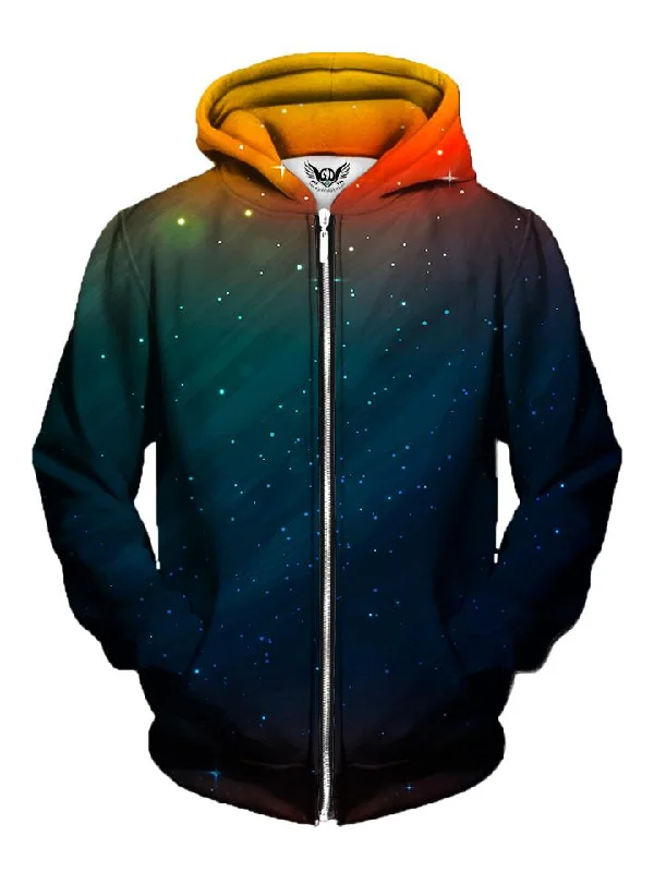 Setting Night Sunset Galaxy Zip-Up Hoodie Hoodie with Gradient Ombre Colorful