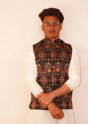 Sambalpuri Designer Gents Half Jacket in Black, Yellow & Maroon Color Lace Jacket Ribbed Jacket Sequined Jacket Sambalpuri Designer Gents Half Jacket in Black, Yellow & Maroon Color Lace Jacket Ribbed Jacket Sequined Jacket