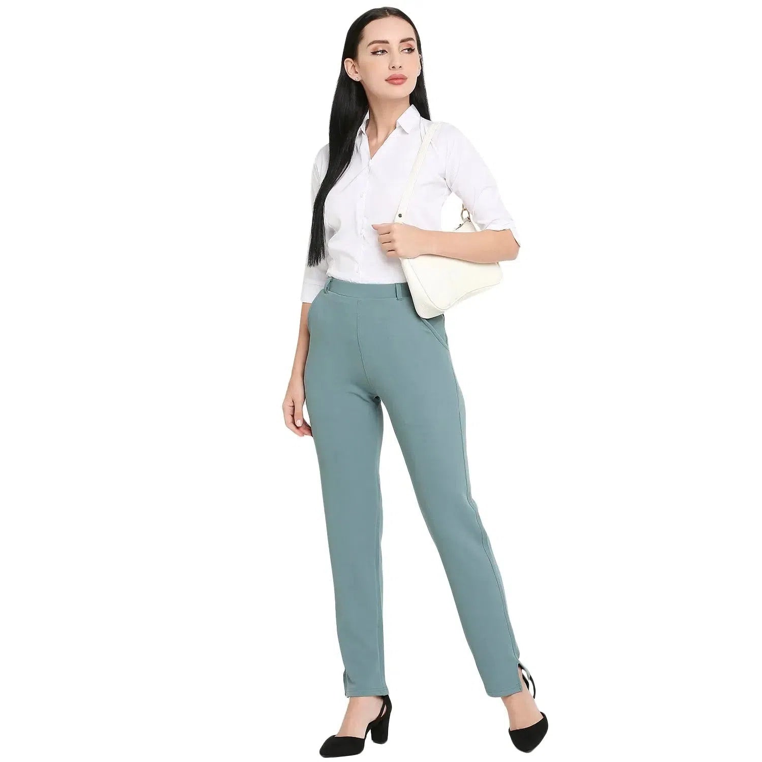 Smarty Pants Women's Cotton Lycra Straight Leg Olive Color Formal Trouser Trousers Bridal Satin Smarty Pants Women's Cotton Lycra Straight Leg Olive Color Formal Trouser Trousers Bridal Satin
