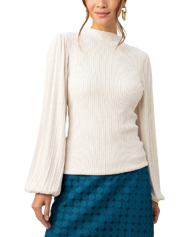 Trina Turk Glossy Sweater Front Pockets Side Pockets Patch Pockets