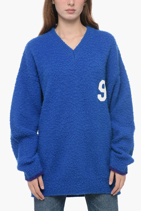 Erl Oversized Sweater with v-Neck Xl Standard size Mesh Sweater Canvas Denim