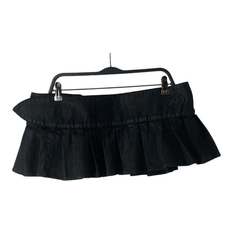 MOWALOLA/Skirt/XL/Denim/BLK/WAXED DENIM SKIRT elastic waist skirt