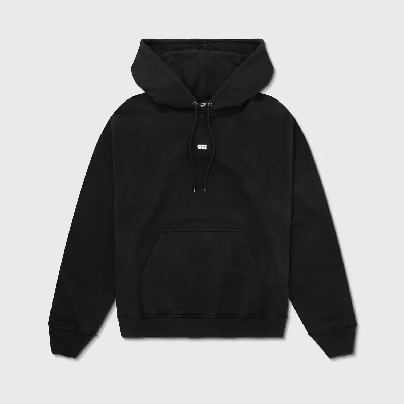 Hoodie Clásico - Negro Hoodie with Hem Elastic Stretchable Comfortable