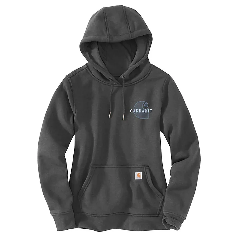 Carhartt Women's Rain Defender Relaxed Fit Midweight Graphic Sweatshirt Hoodie with Hem Embroidery Detailed Premium Carhartt Women's Rain Defender Relaxed Fit Midweight Graphic Sweatshirt Hoodie with Hem Embroidery Detailed Premium