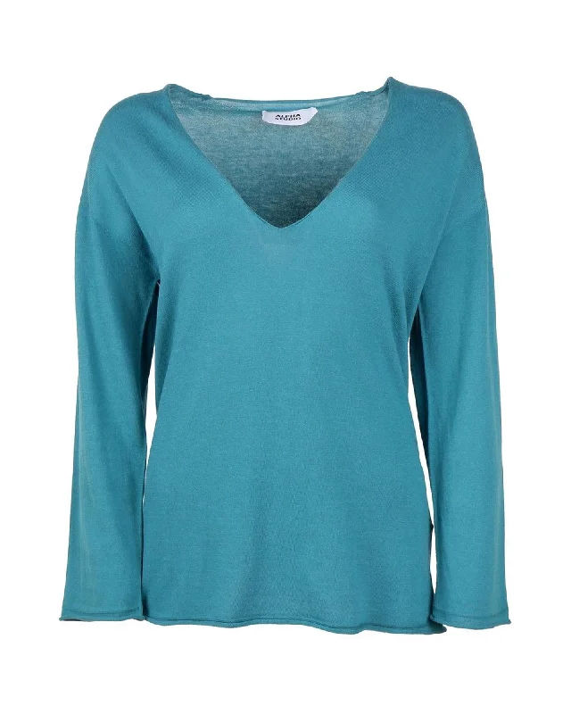 Alpha Studio  V-Neck Sweater Teal Thin Thick Dense
