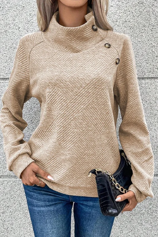 Hazel Blues® | Textured Turtleneck Long Sleeve Sweatshirt Hoodie with Oversized Fit Loose Comfortable Hazel Blues® | Textured Turtleneck Long Sleeve Sweatshirt Hoodie with Oversized Fit Loose Comfortable