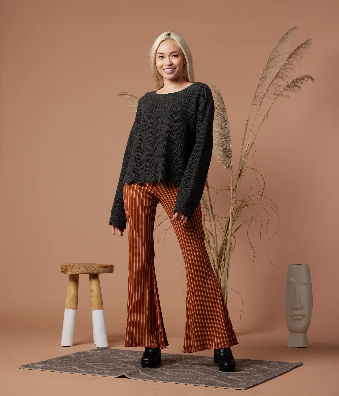 Akira Sweater - Washed Black Cable Knit Ribbed Knit Lace Knit