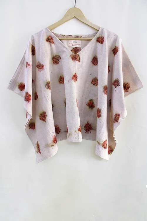 Bageeya "Gulab" Handspun Organic Cotton Crop Top Hooded Caped Shawl Collar
