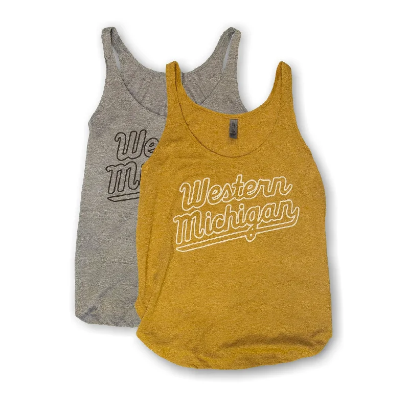 Western Michigan Cursive Ladies Tank cropped tank top
