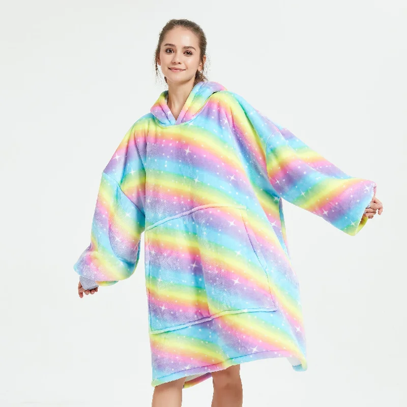 Rainbow Hoodie Blanket Hoodie with Zipper Versatile Modern