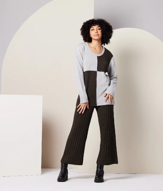 Paloma Sweater - Heather Grey Colorblock Cotton Fabric Linen Fabric Terry Fabric