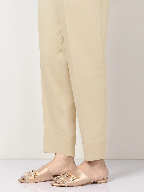 Crepe Straight Trouser - Cream Trousers Floral Bohemian