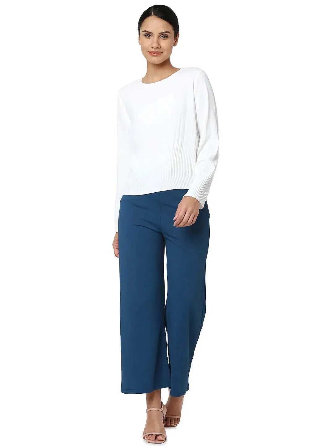 Smarty Pants Women's Cotton Lycra Teal Blue Color Flared Trouser Trousers Sale Discount Smarty Pants Women's Cotton Lycra Teal Blue Color Flared Trouser Trousers Sale Discount