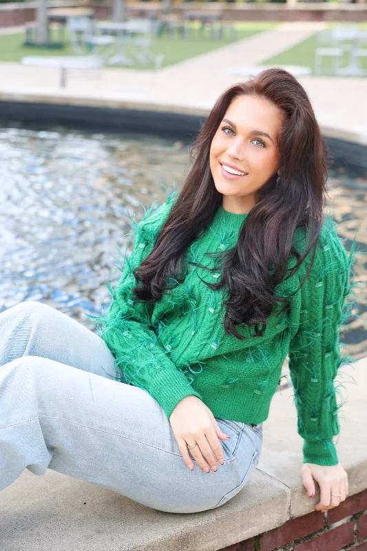 MKP Cleo Feather Sweater Chenille Brocade Lace