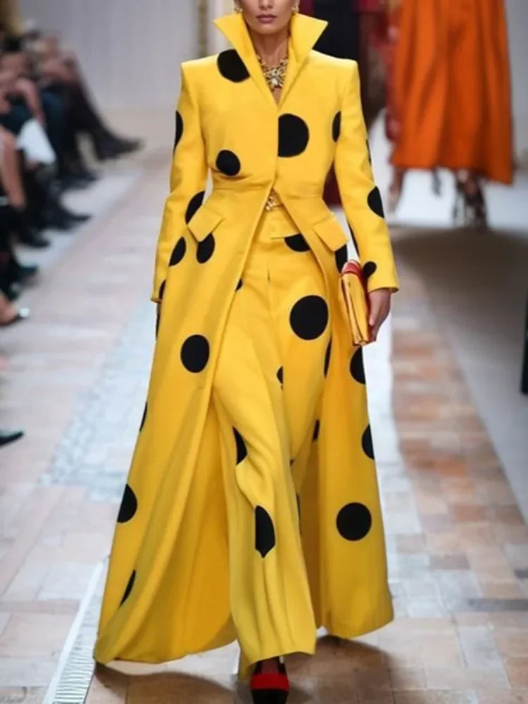 Beautyblue Polka-Dot Woolen Coat Women's Long Jacket 2025 New Split-Joint Long Sleeves Lapel Elegant Yellow Outerwears Female V-Neck Jacket Boat Neck Jacket Square Neck Jacket Beautyblue Polka-Dot Woolen Coat Women's Long Jacket 2025 New Split-Joint Long Sleeves Lapel Elegant Yellow Outerwears Female V-Neck Jacket Boat Neck Jacket Square Neck Jacket