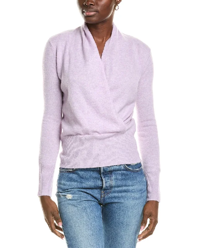 Sofiacashmere Modern Faux Wrap Cashmere Sweater Modern Contemporary Chic