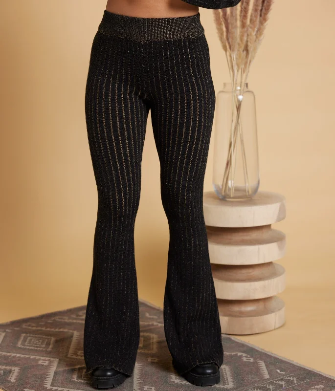 Grace Sweater Pant - Black Cable Knit Ribbed Knit Lace Knit