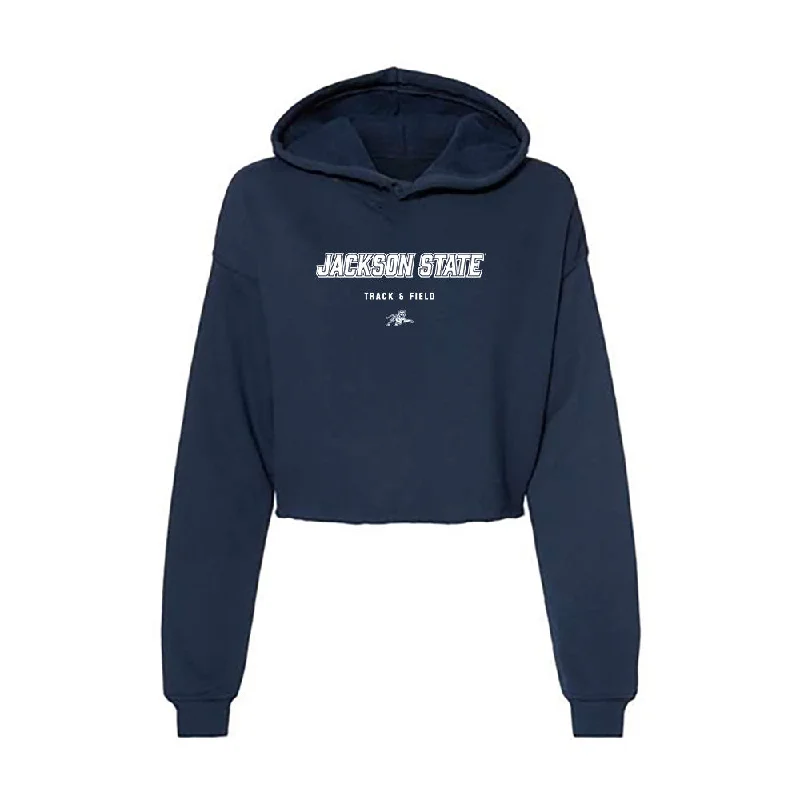 Jackson State - NCAA Women's Track & Field : Artajia Richardson - Women's Crop Fleece Hoodie Hoodie with Velcro Closure Adjustable Secure Jackson State - NCAA Women's Track & Field : Artajia Richardson - Women's Crop Fleece Hoodie Hoodie with Velcro Closure Adjustable Secure