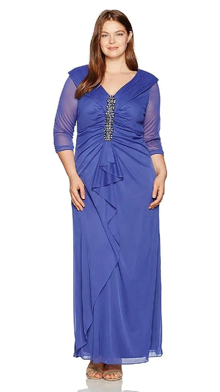 Alex Evenings - 432858SC Jewel Accented Ruched Bodice Sheath Dress