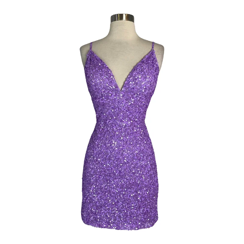 ASHLEY LAUREN Short Gown Sequins Orchid Size 4