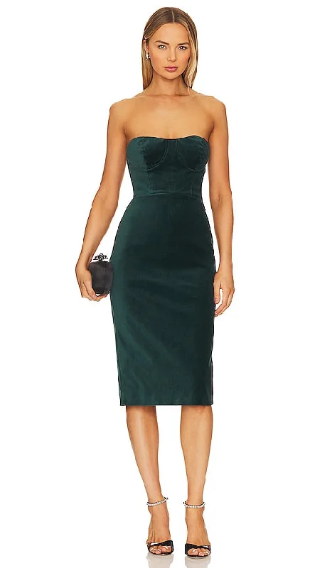 BCBGMAXAZRIA Velvet Bustier Dress in Green