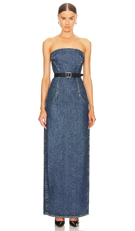GRLFRND Lena Column Dress in Blue