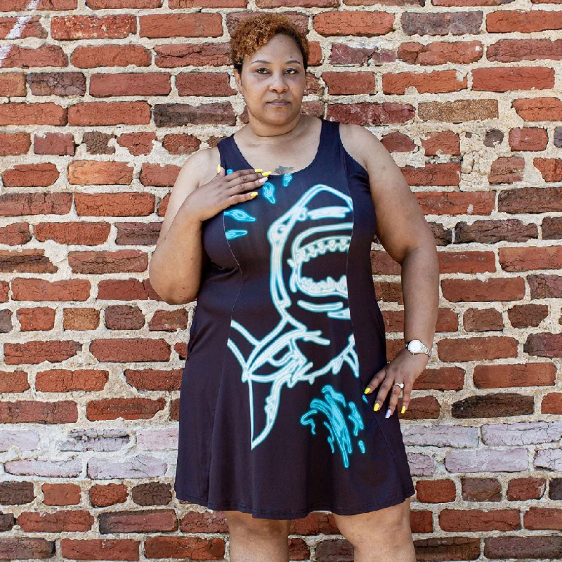 Neon Shark Skater Dress - Adult