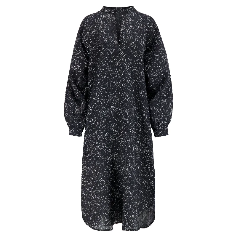 Ruby Linen Dress in Black Constellation