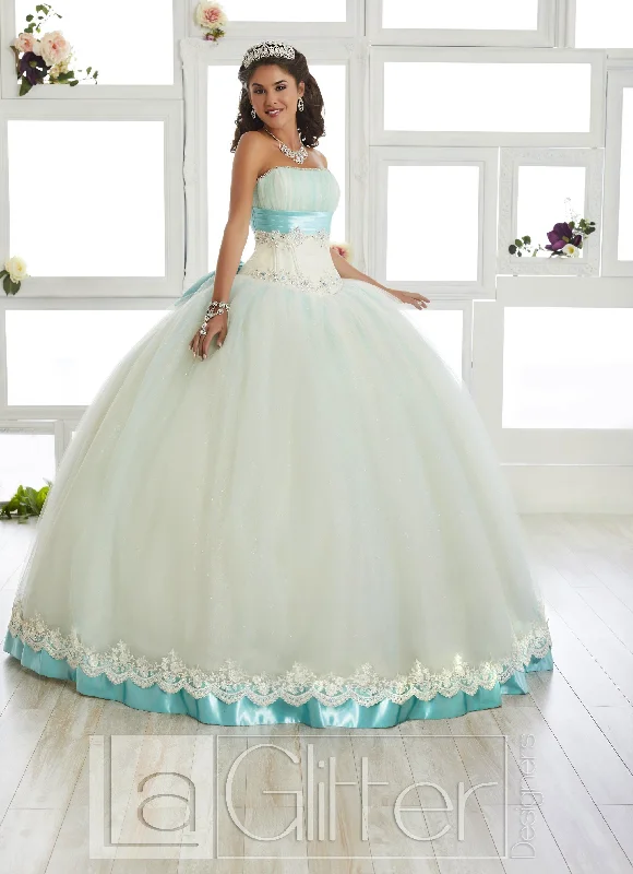 Two-Tone Strapless A-line Dress by House of Wu LA Glitter 24012
